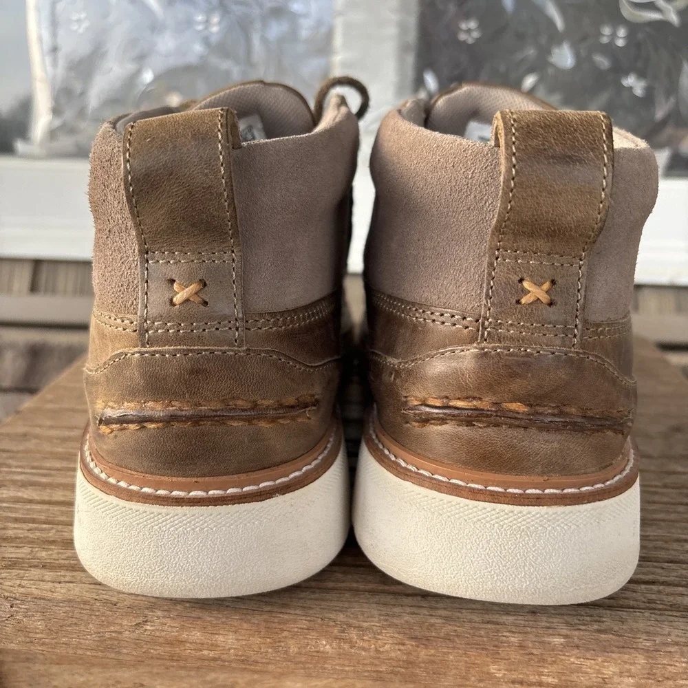 Sperry Men's 10 Authentic Brown/ Taupe Chukka Boots Push Wave Leather Inserts